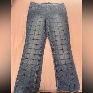 Ralph Lauren Blue Patchwork Grid-Textured Jeans